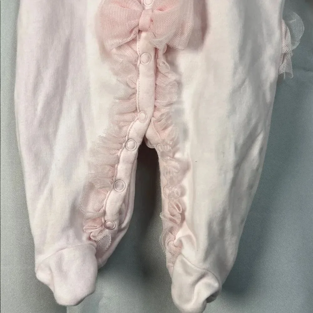 FAO pink ruffles and bows one piece footed jumpsuit size newborn